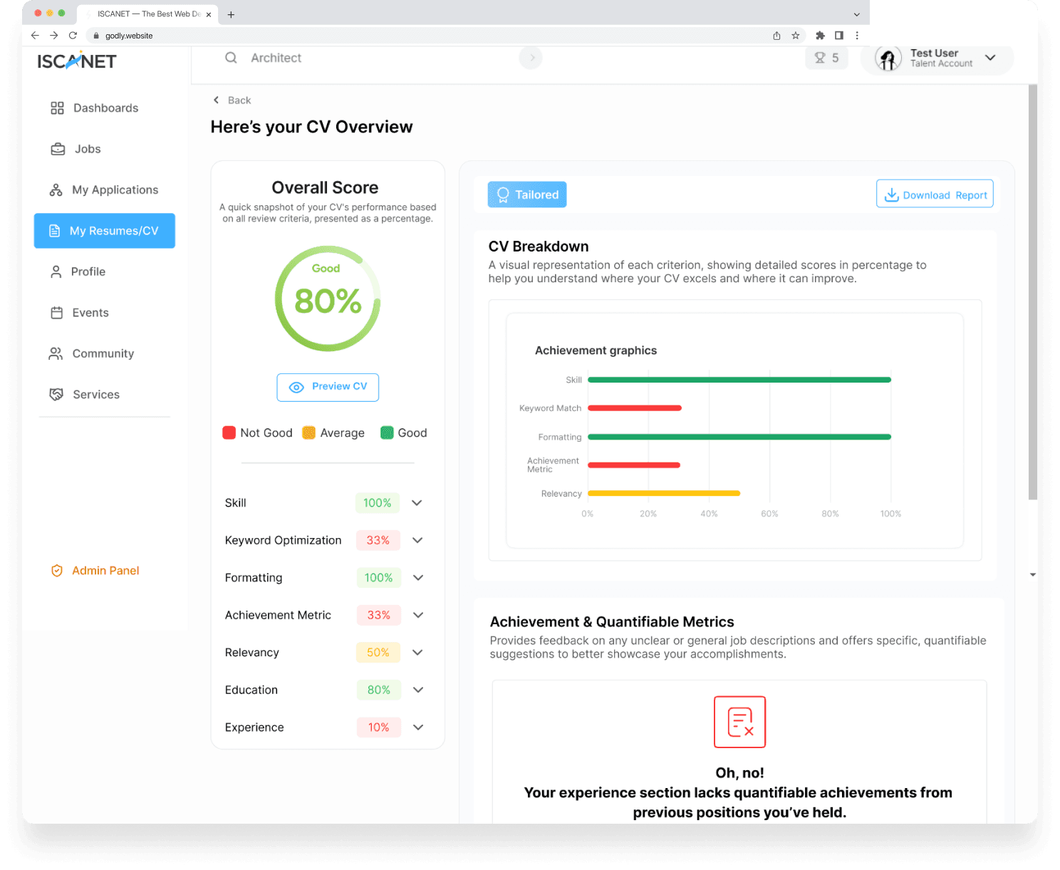 AI-Powered Career Tools interface preview